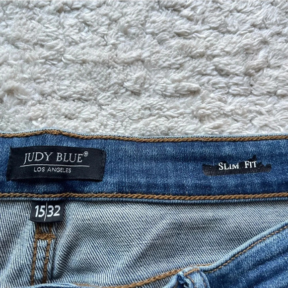 Judy Blue jeans slim fit mid rise dark wash distressed 32 - Picture 2 of 9